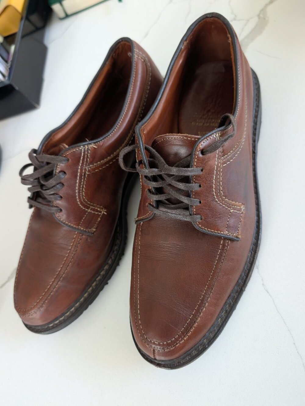 Allen Edmonds Wilbert Congac Leather Split Toe Oxford 10 M comfort Dress Shoe